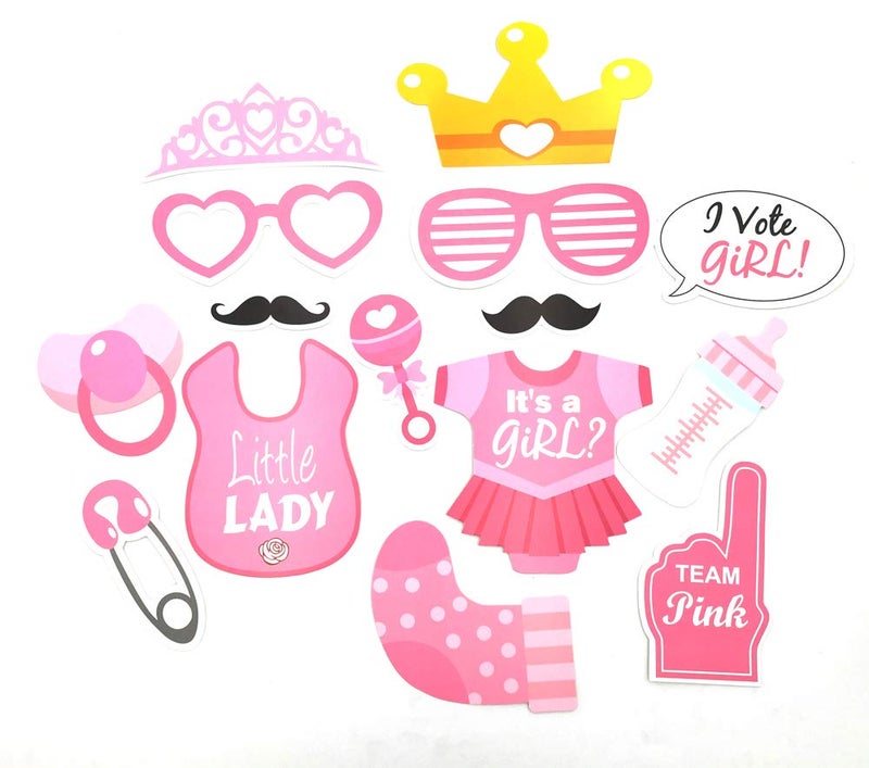 BIEAEIA Baby Photo Booth Props Gender Reveal Party Boy or Girl Shower Birthday Party - Image 3